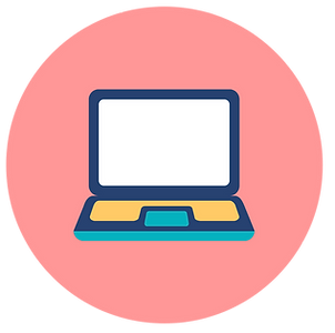 Illustration of a laptop computer in a circular icon