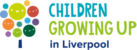 A logo for the Children Growing Up in Liverpool project